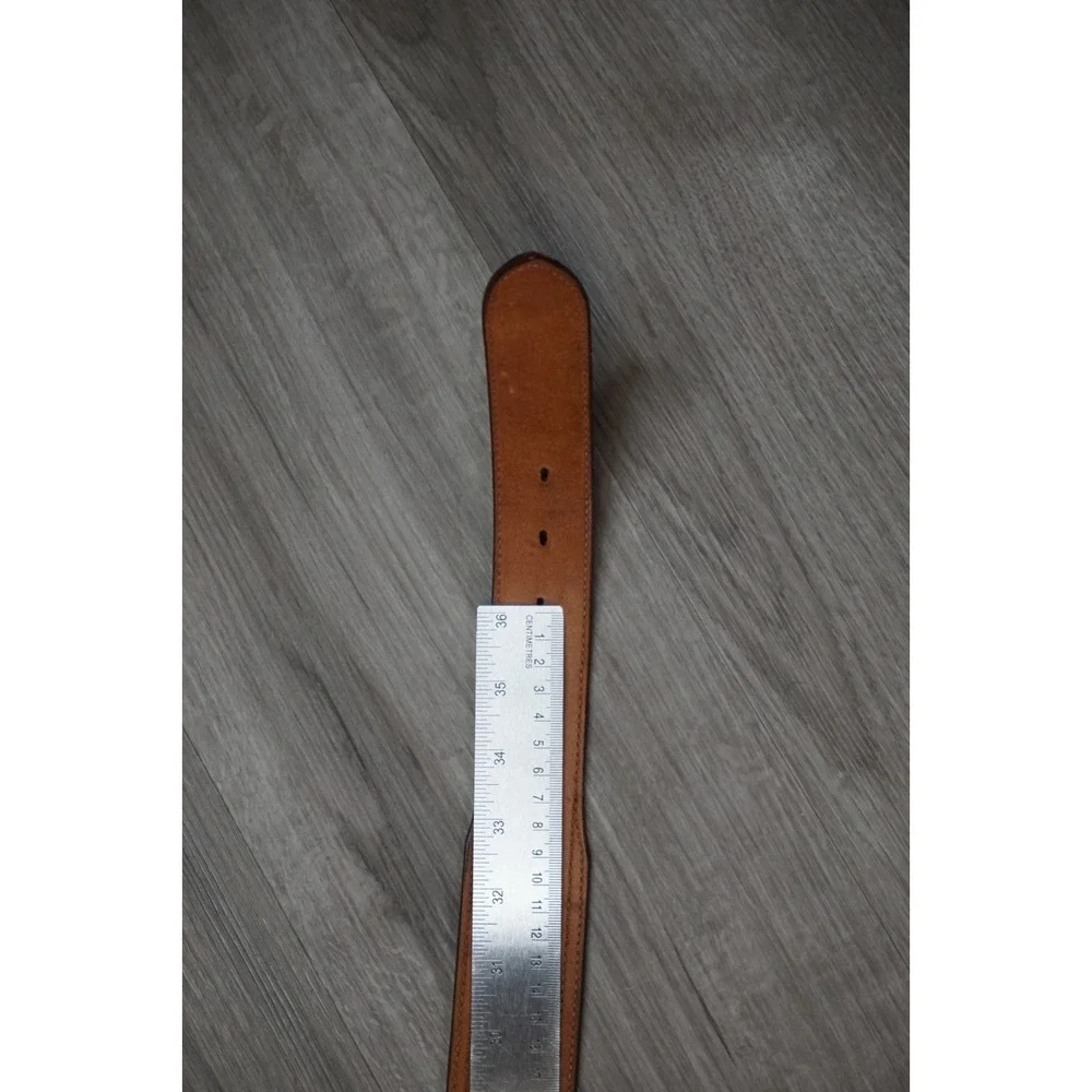 Vintage Yoakum Texas Tooled Custom Floral Leather Belt Brown Tan Western Cowboy